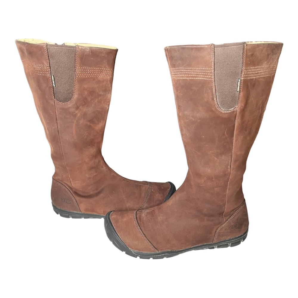 Keen Brown Tall Leather Side Zip Boots